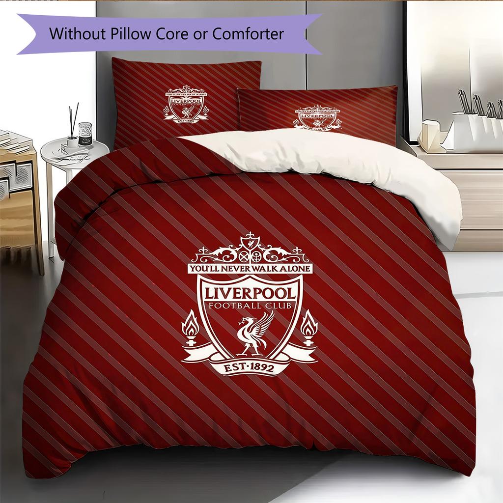 Liverpool Football Club Pattern Bedding Quilt Set Home Decoration Gift (1 * duvet cover + 2 * pillowcase without core)