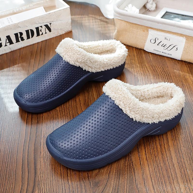 Fashion Men's Clogs Short Plush Slippers Winter Fashion Hole Shoes Beach Sandal Indoor House Flat Shoes Lightweight Soft Bathroom Slide