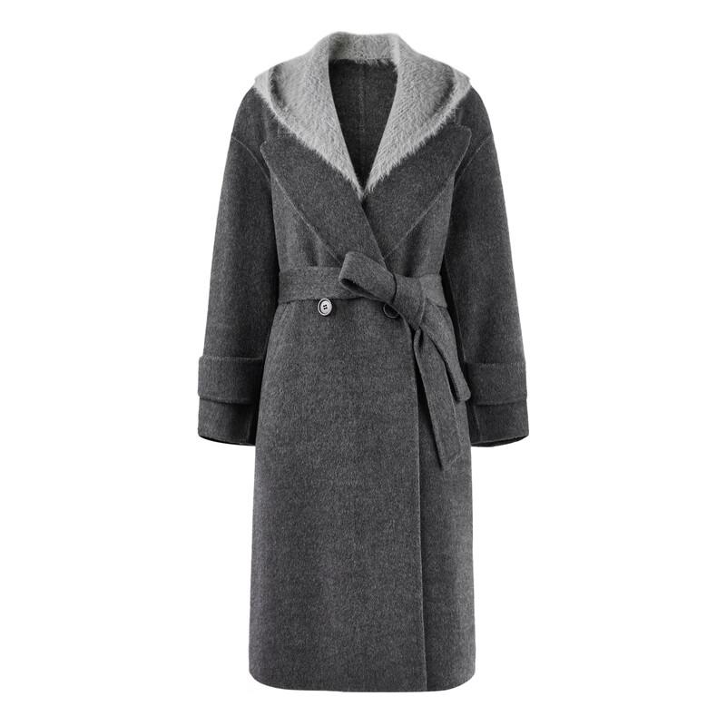 Qiushui Yiren Women's Double-Faced Wool Hooded Commuter Coat