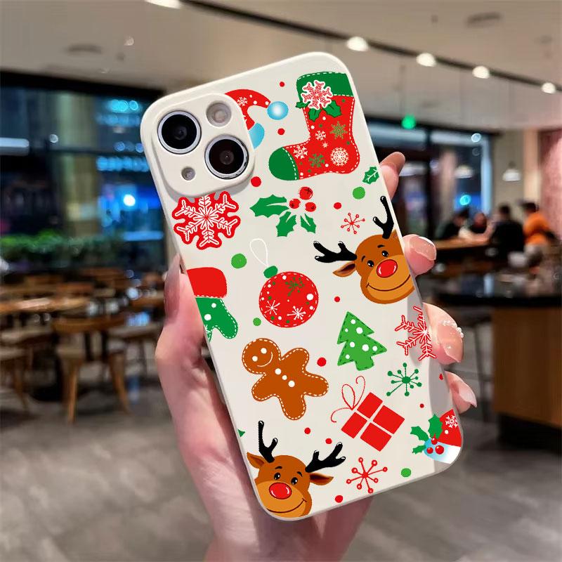 Новогодние Елки ТПУ Чехол для Телефона Для iPhone 16 15 14 13 12 11 Pro Max X XS XR 7 8 Plus SE2 Ударопрочный Мягкий Силиконовый Чехол