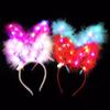10pcs Luminous Headband Cat Bunny Ear Led Hairbands Flash Headband Light Up Hair Accessories Wedding Party Headdress