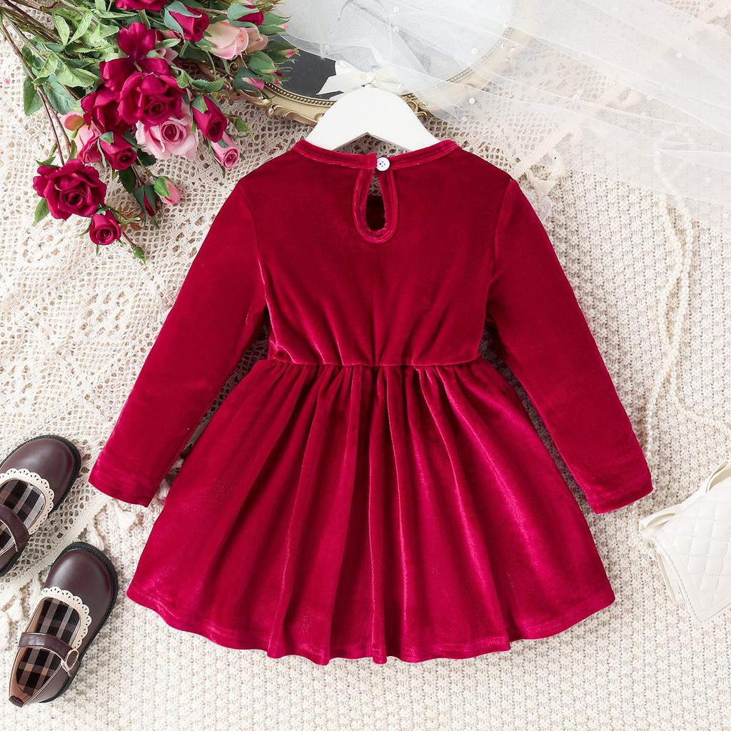 Новое зимнее платье для девочек с кружевным воротником и длинными рукавами из бархата, платье принцессы