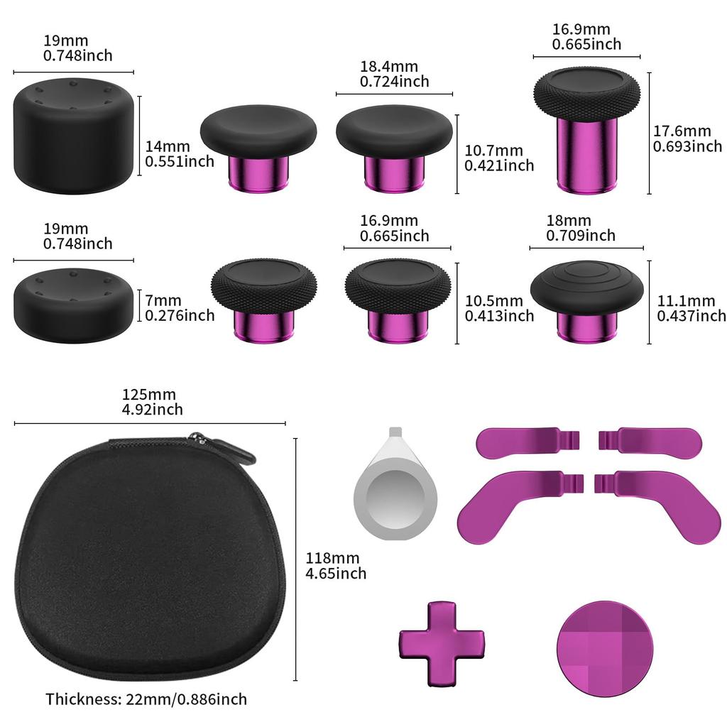 CHARM FOCUS Metal Thumbstick Replacement Kit for Xbox Elite Series 2 Includes Magnetic Silicone and Adjustment Tool 16-in-1 – Joystick, Paddles, Caps,