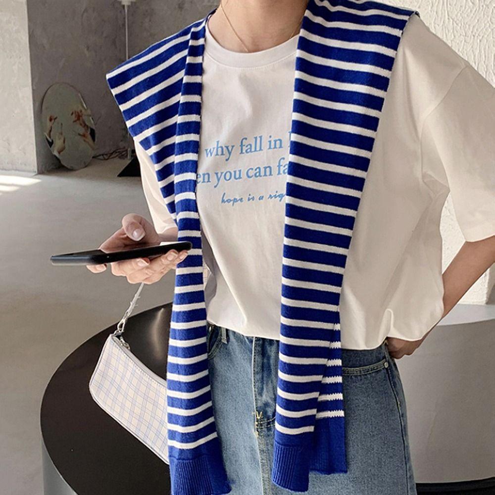 Neck Guard For Women For Men Stripes Wraps Korean Style Scarves Knitted Shawl Female Wool Scarf