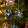 Cute Gnome Bag Pendants 12Pcs Christmas Hanging Ornaments, 2D Flat Colorful Pendants, Acrylic Xmas Tree Dwarf Party Decor Decorations with Chain