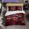 West Ham United Football 3 Piece Bedding Set Soft Duvet Cover Set with Pillowcases Printed Bedroom Decor Set for Home