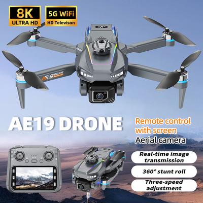 Для 2026 НОВЫЙ Дрон AE19 с Пультом Управления Предотвращение Препятствий 8K HD Двойная Камера Бесколлекторный WiFi FPV Складной Квадрокоптер