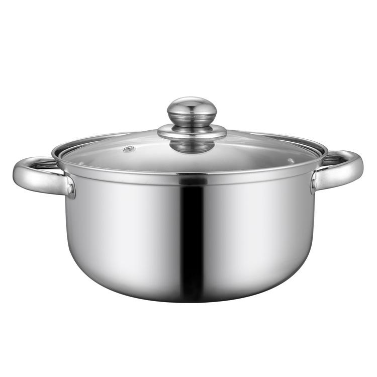 Stainless Steel Thickened Double-Ear Soup Pot (22/24/26cm) with Double Bottom and Gift Box