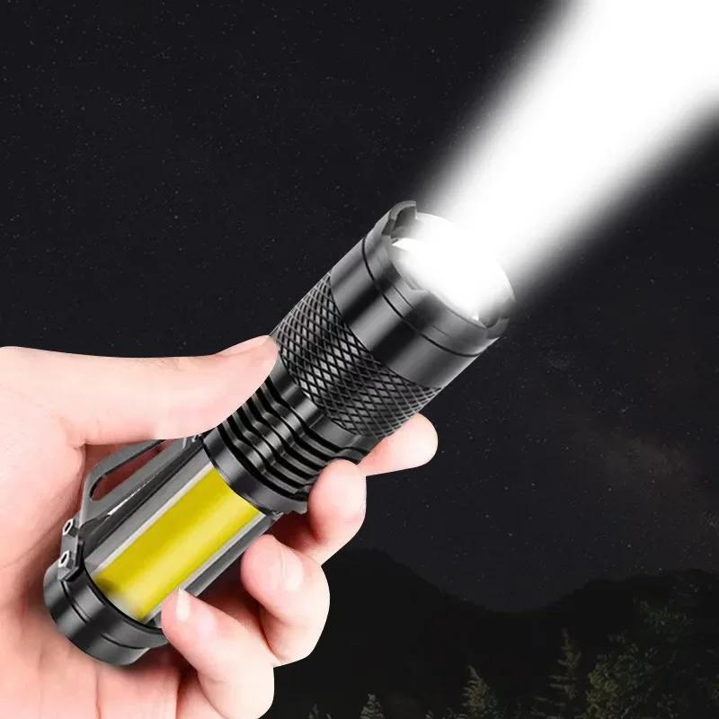 2000ЛМ МИНИ Фонарики Встроенный Аккумулятор USB Зарядка Светодиодный Фонарь COB С Зумом Водонепроницаемый Тактический Фонарь Лампы Фонари