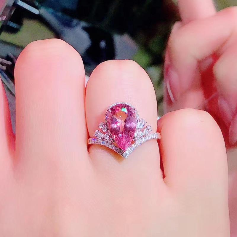 BELLA BOX Новое роскошное темпераментное высококачественное имитация капли воды розовое турмалиновое кольцо Caibao женские серьги