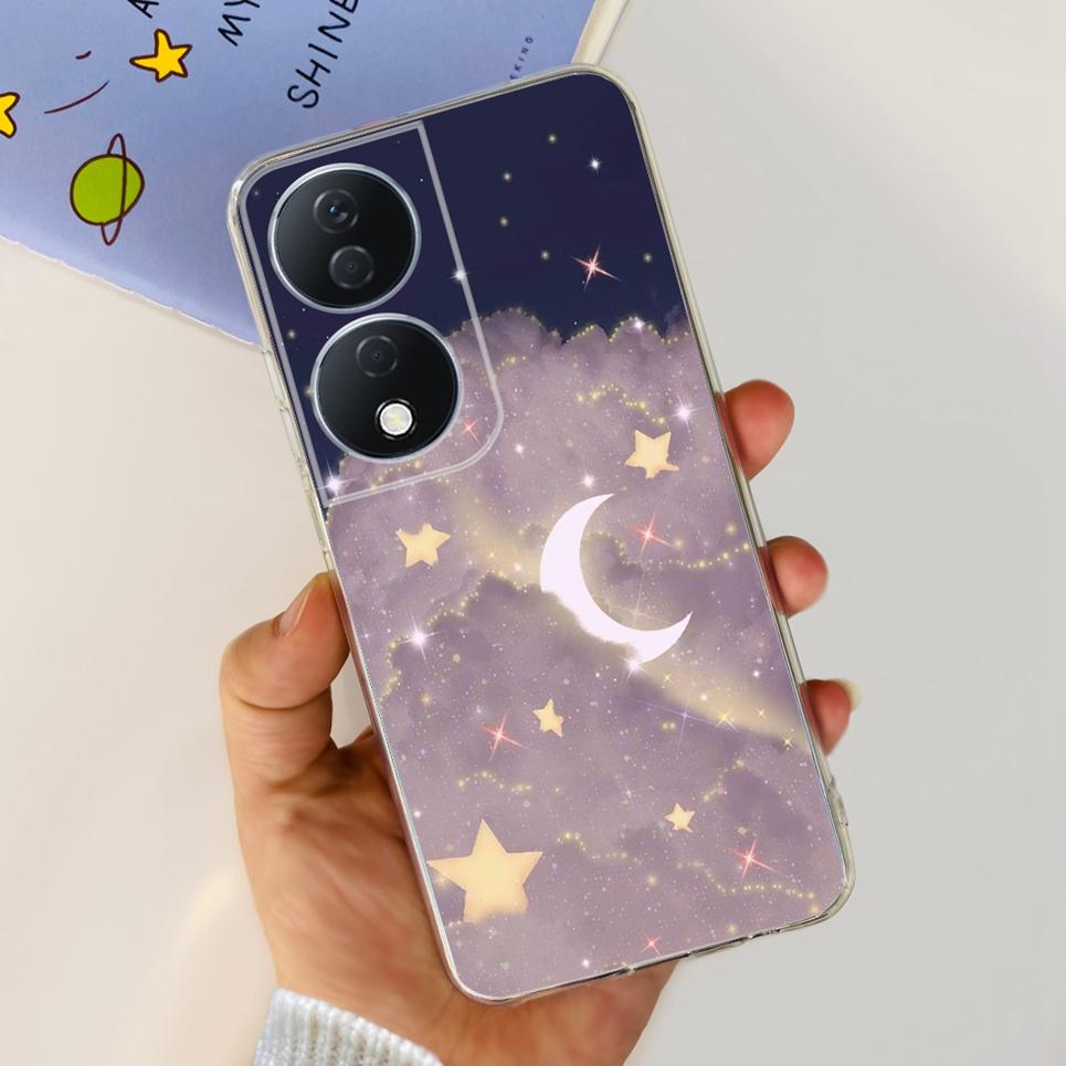 For Cover Honor X7b 5G Case For Honor X8B 4G Love Heart Women Fashion Luxury Pattern Housing Etui Huawei HonorX8b Soft Clear TPU