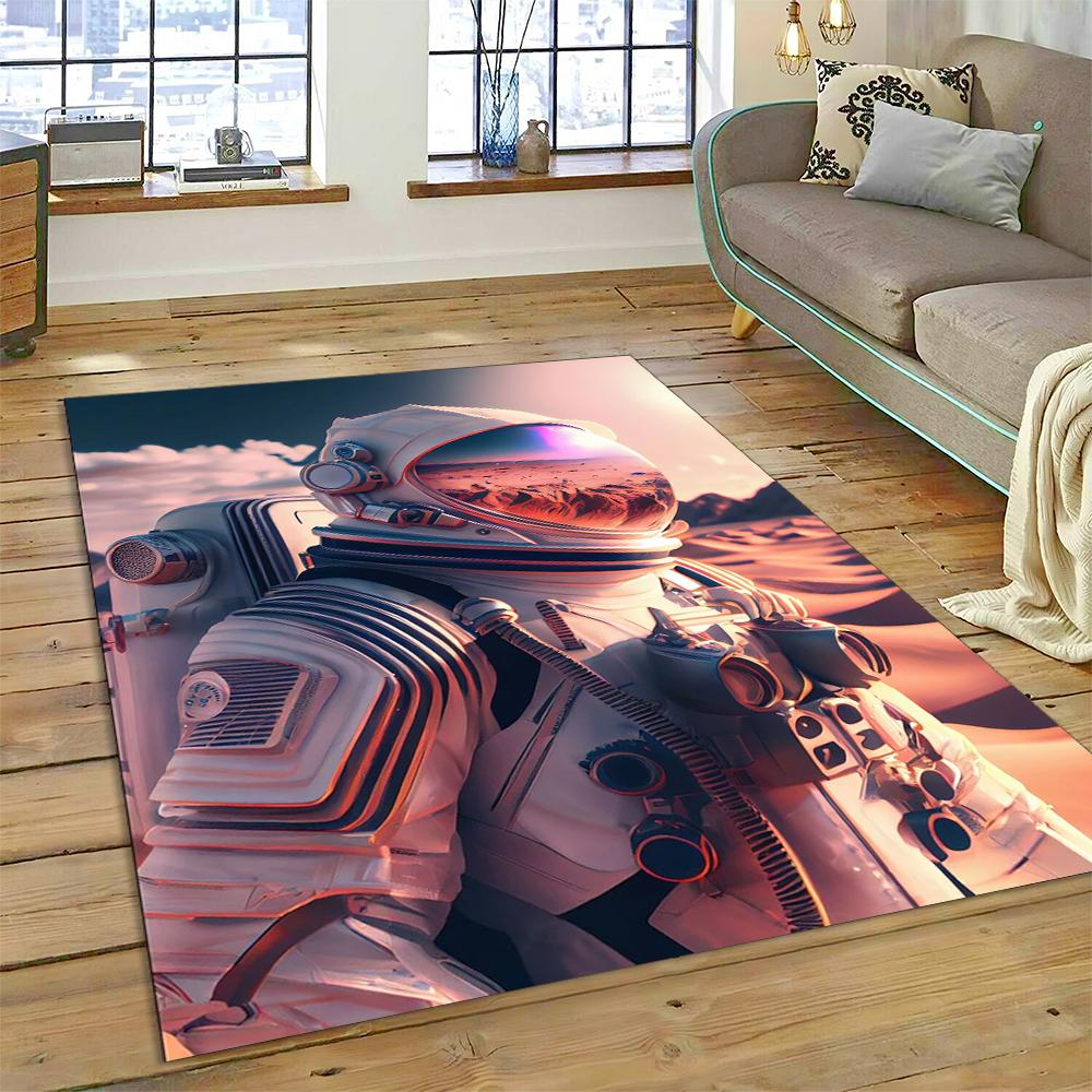 Outer Space Astronaut Universe Spaceman Cartoon Carpet Rug for Home Living Room Bedroom Sofa Doormat Decor,Kid Area Rug Non-slip