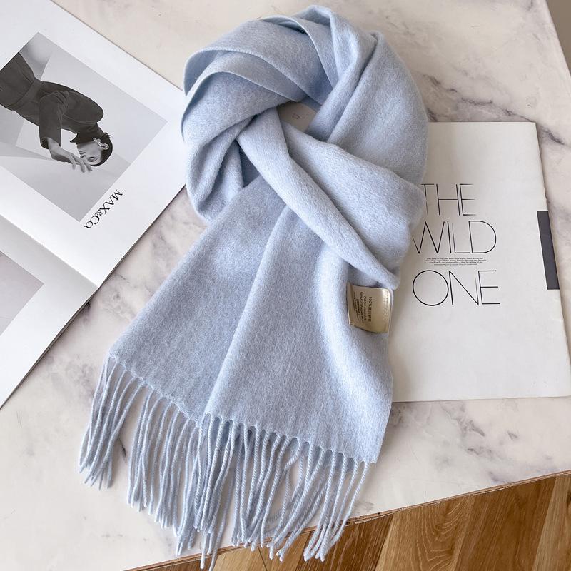 Winter Narrow Scarf 28 Color 100% Wool Scarf Solid Color Scarf Men's and Women's Universal Warm and Cold Proof Scarf
