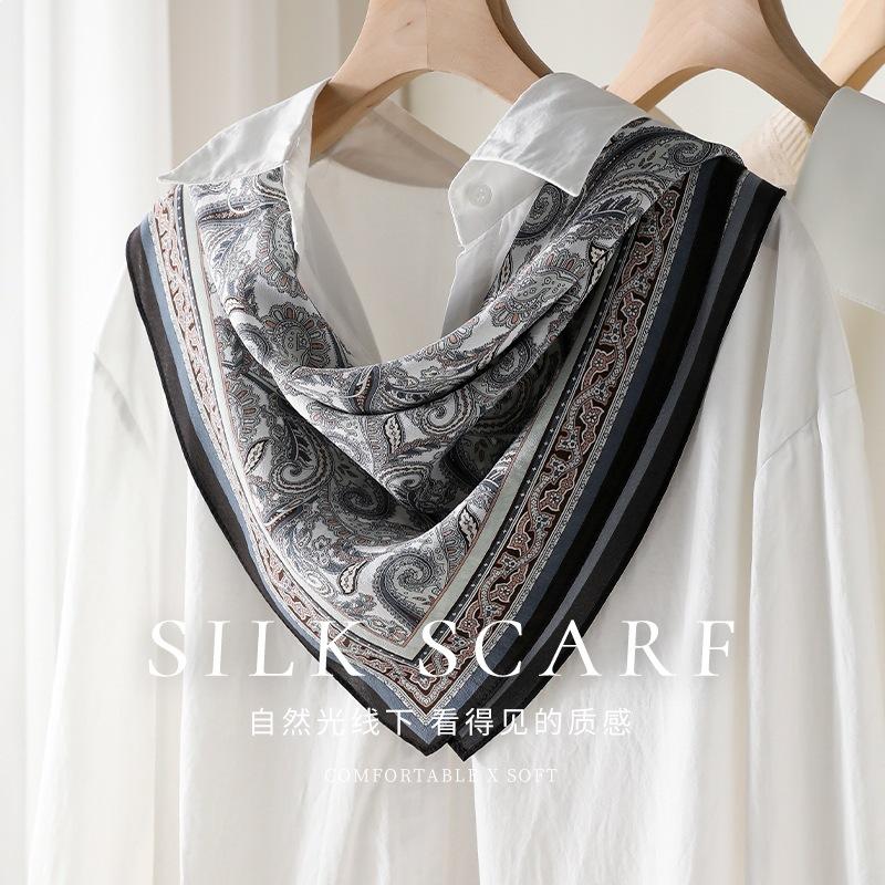 Silk double crepe 65 square scarf women's four seasons versatile mulberry silk double crepe scarf sun protection fashion square scarf silk scarf