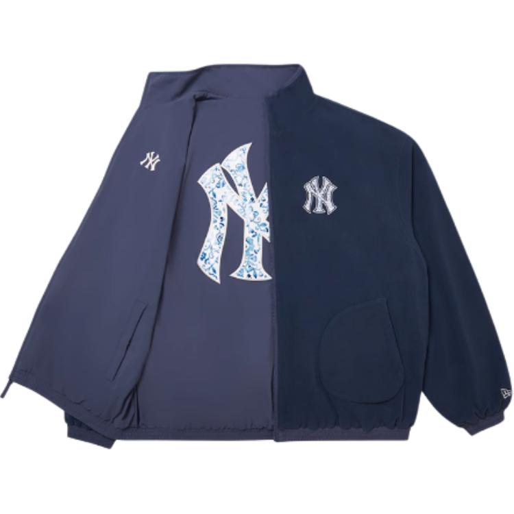 New Era FW24 MLB Логотип Двусторонняя Свободная Теплая Толстая Куртка с Воротником-стойкой с Длинным Рукавом Унисекс Куртки Темно-синий 14385095
