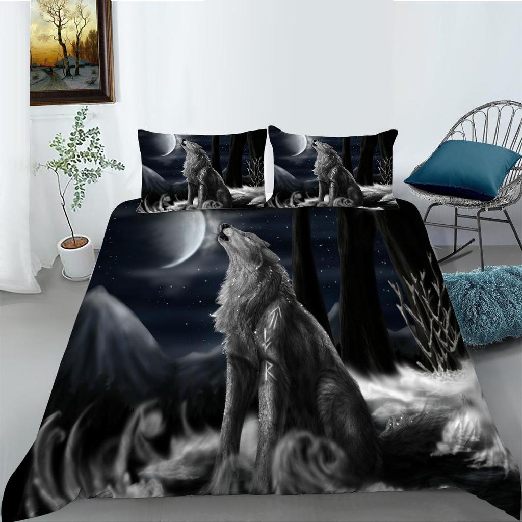 Комплект постельного белья 3D Wolf Series с жестоким лесным животным, пододеяльник, наволочка, 2 или 3 предмета, ткань из микрофибры, удобное украшение для дома