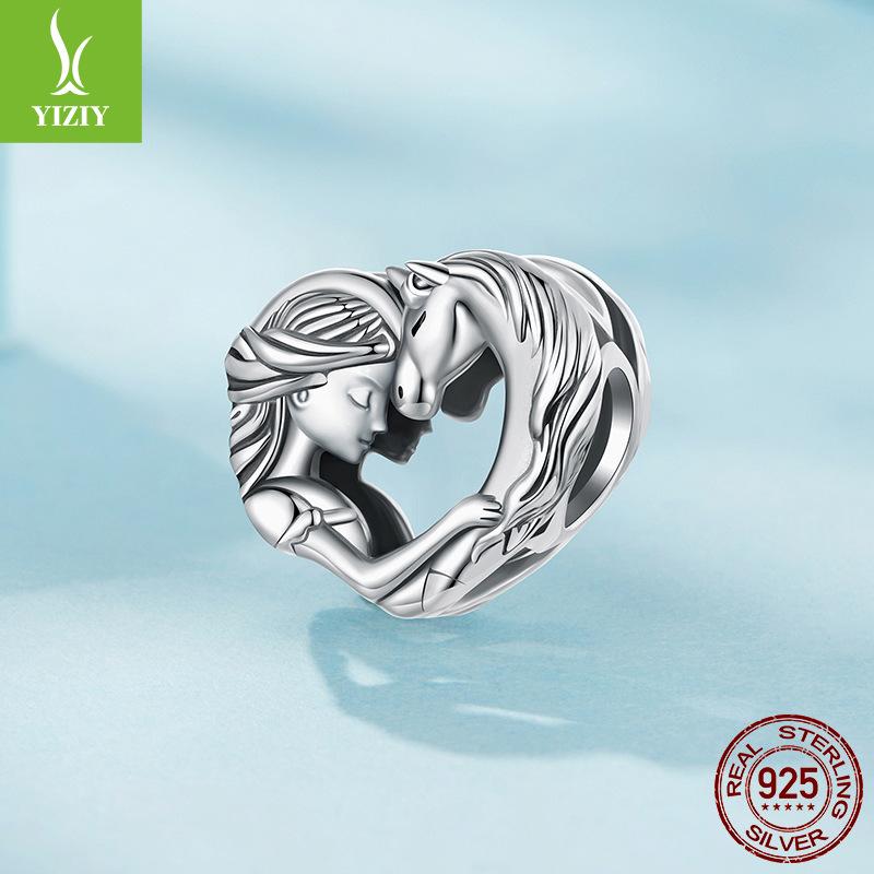 Love Horse Girl Beaded Diy Bracelet Beaded Charm 925 Silver Beads Jewelry Accessories