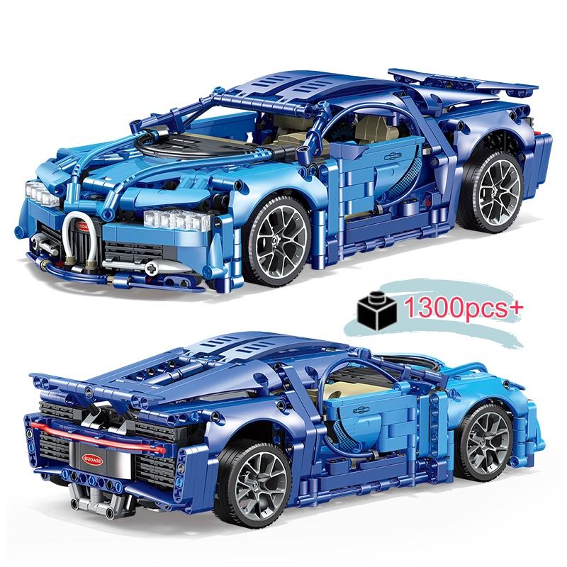 Нетоксичный Город Технический 1:14 синих супер гоночных автомобиля, строительные блоки, Модель спортивного автомобиля, собранная из деталей Moc, Подарки на день рождения, Рождество, Хэллоуин