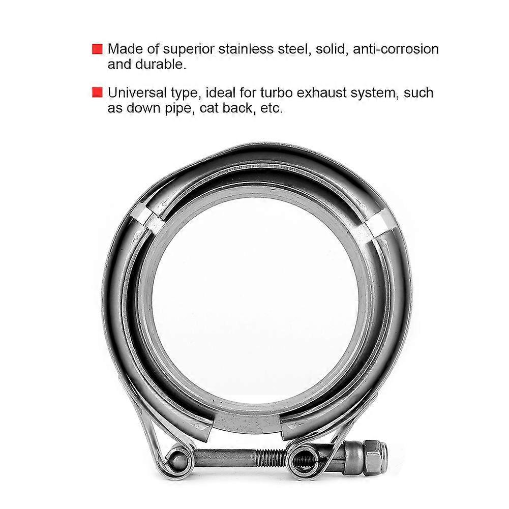 2.75 Inch Turbo Exhaust Down Pipe Stainless Steel V Band Clamp 2pcs Flange Kit