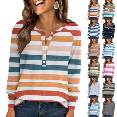 Женская мода Свободный топ с длинным рукавом и круглым вырезом в повседневном стиле