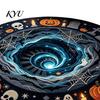 Soft Crystal Velvet Mat 3D Illusion Halloween Rug, Spooky Ghost Round Area Non-Slip Rug Floor for Living Room Bedroom Entrance Home Decor Holiday