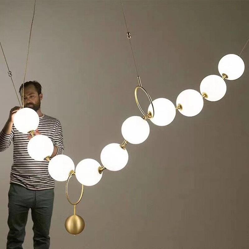 Дания Люстра Светильник Роскошный DIY лампа Лестница Пузырь Золотое Ожерелье Люстра Люстра Подвесные Светильники Для Столовой