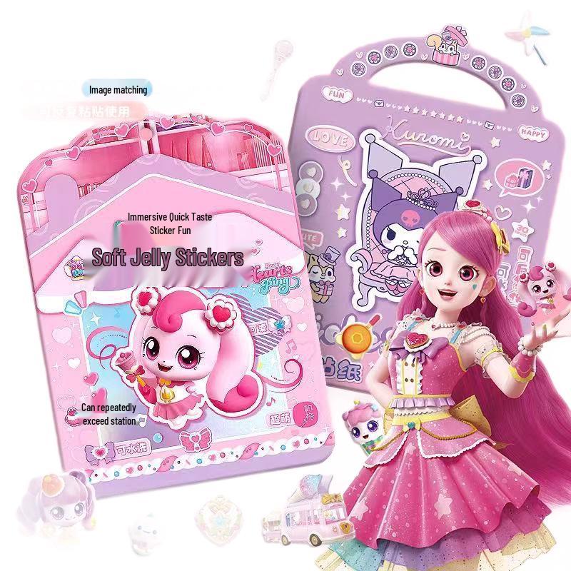 Многоразовые гелевые наклейки Sanrio Kuromi и My Melody для девочек из детского сада - Обучающая мультяшная игрушка