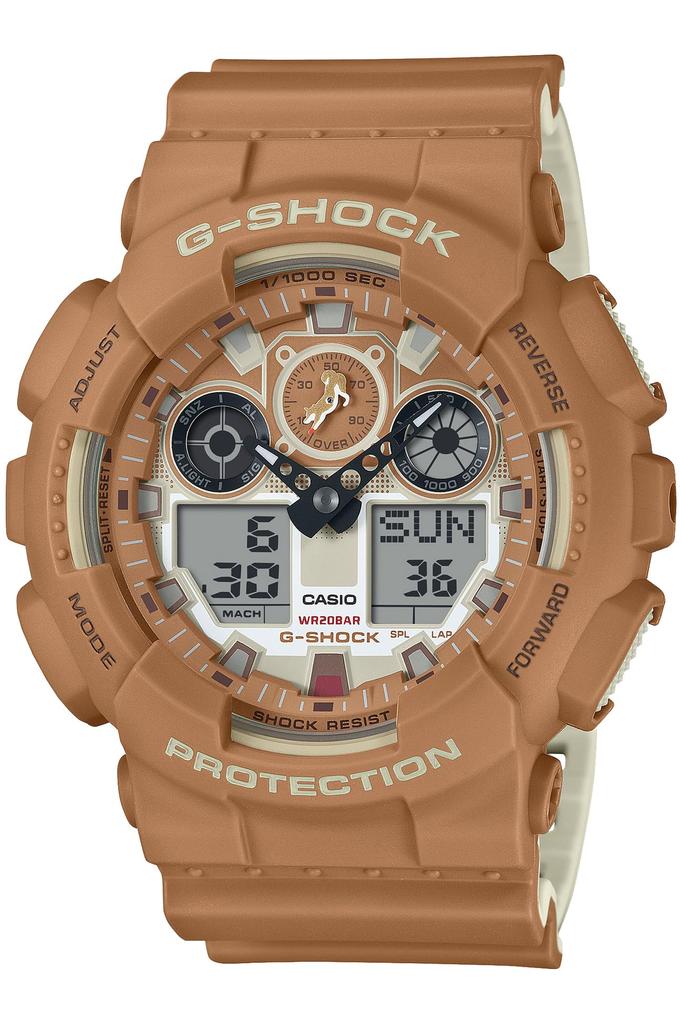 Часы Casio Сделано в ШИБА-ИНУ Коричневые G-Shock, Япония, GA-100SHB-5AJR, Мужские,