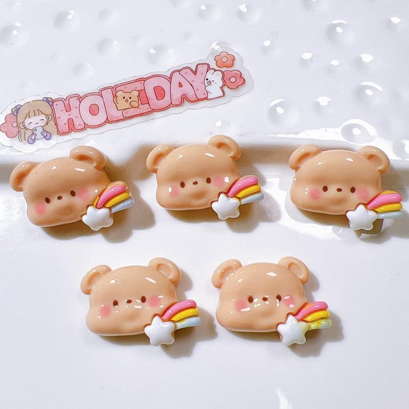 10Pcs New Kawaii Cartoon Animal Good Night Little Bear Series Resin Scrapbook Diy Jewelry Children Gift Hairpin Accessories A83