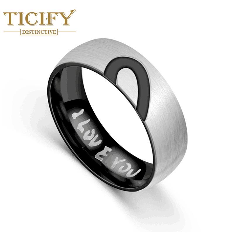 Кольцо из титановой стали в форме любви I LOVE YOU Кольцо для пары с цирконом