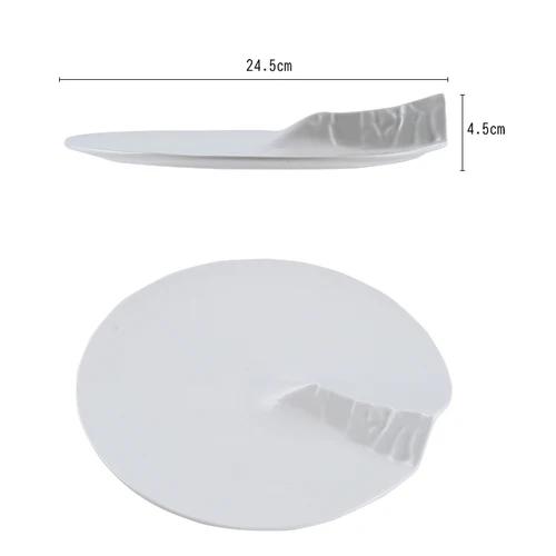 Молекулярная кухня Чисто белая плоская тарелка Гостиничный ресторан Форма тарелка Холм Клуб Холодное блюдо Dim Sum Керамическая кухонная посуда