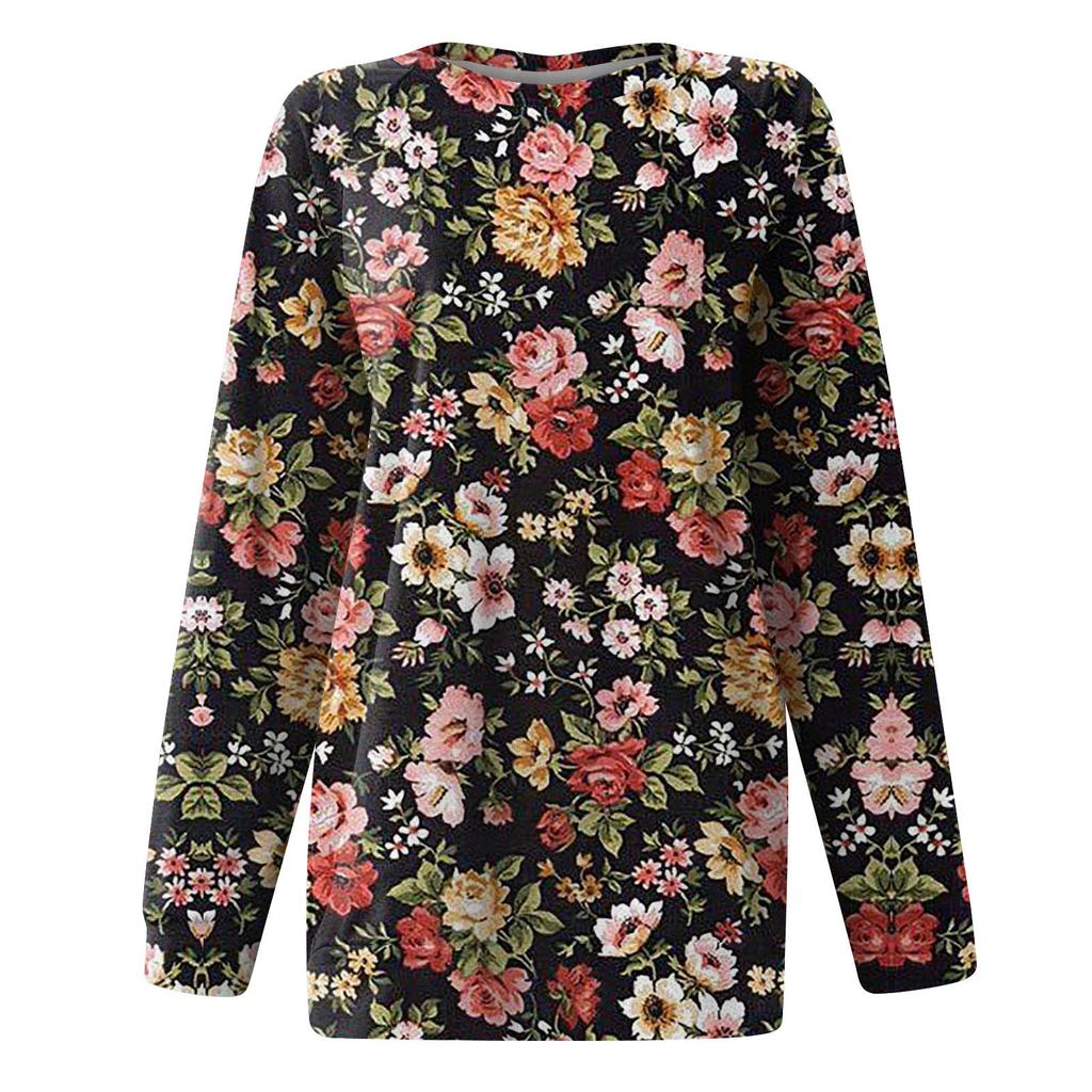 Женская повседневная модная блузка с длинным рукавом и круглым вырезом с принтом и пуловером