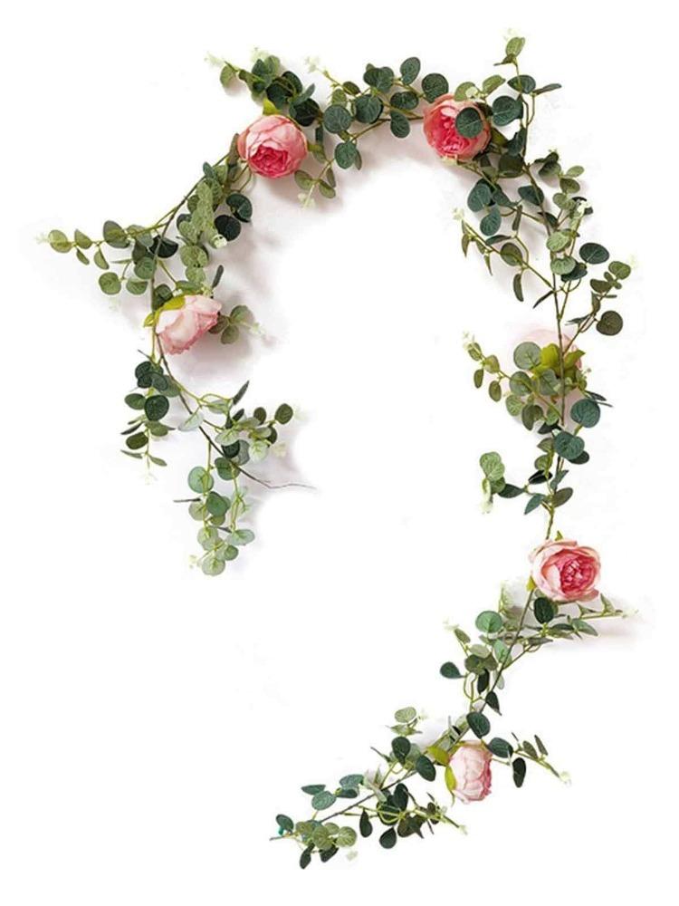 185cm Faux Leaves Floral Artificial Flower Eucalyptus Garland Camellias Silk Rose Peony Vine Decorations for Wedding Wall Decor Garden Home Party