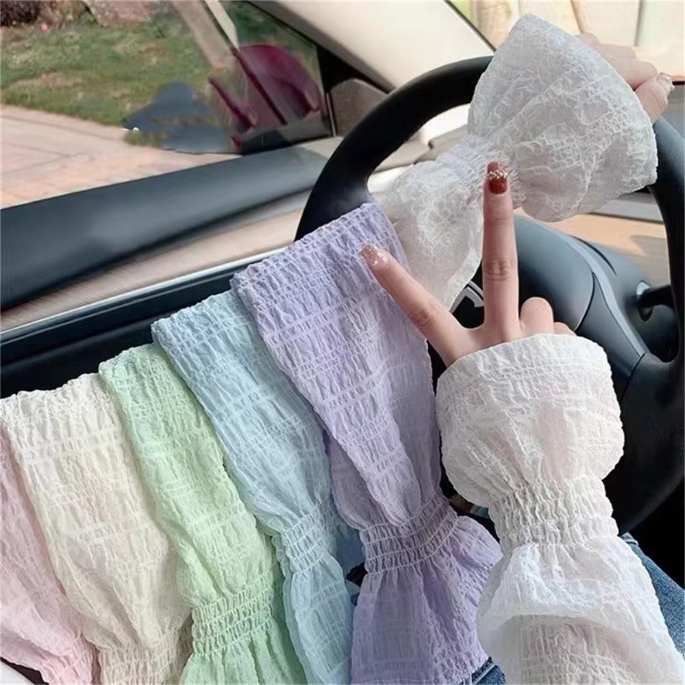 Lace Mesh Sun Protection Sleeves Solid Color Fingerless Gloves Summer Outdoor Arm Sleeve Cycling