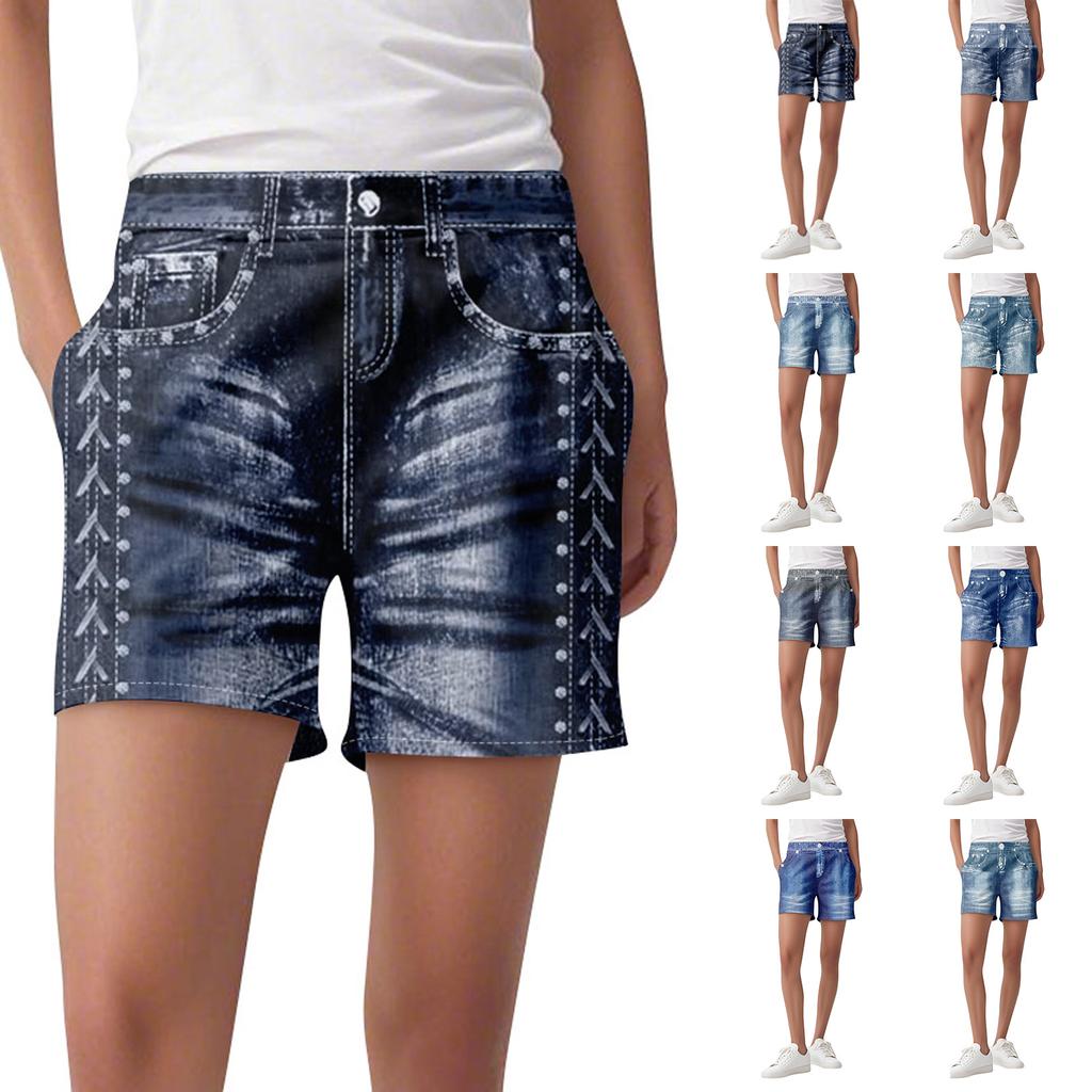 Женские повседневные спортивные брюки, джинсы с принтом, джинсовые брюки