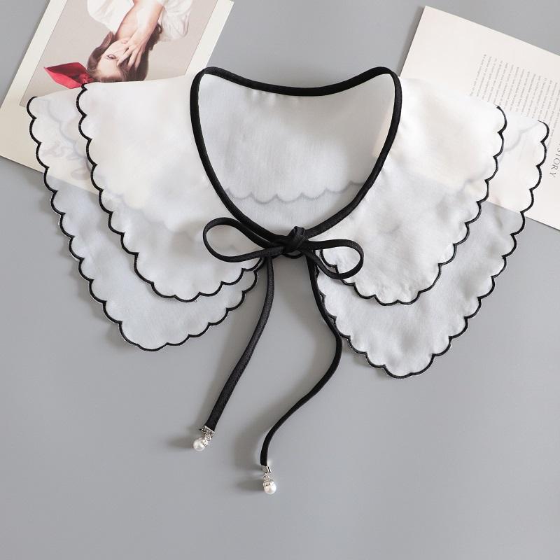 Embroidery Fake Collar Women Detachable Collars Big Lapel White False Collar Shirt Shawl Kragen Sahte Yaka Kraagje Nep Dames