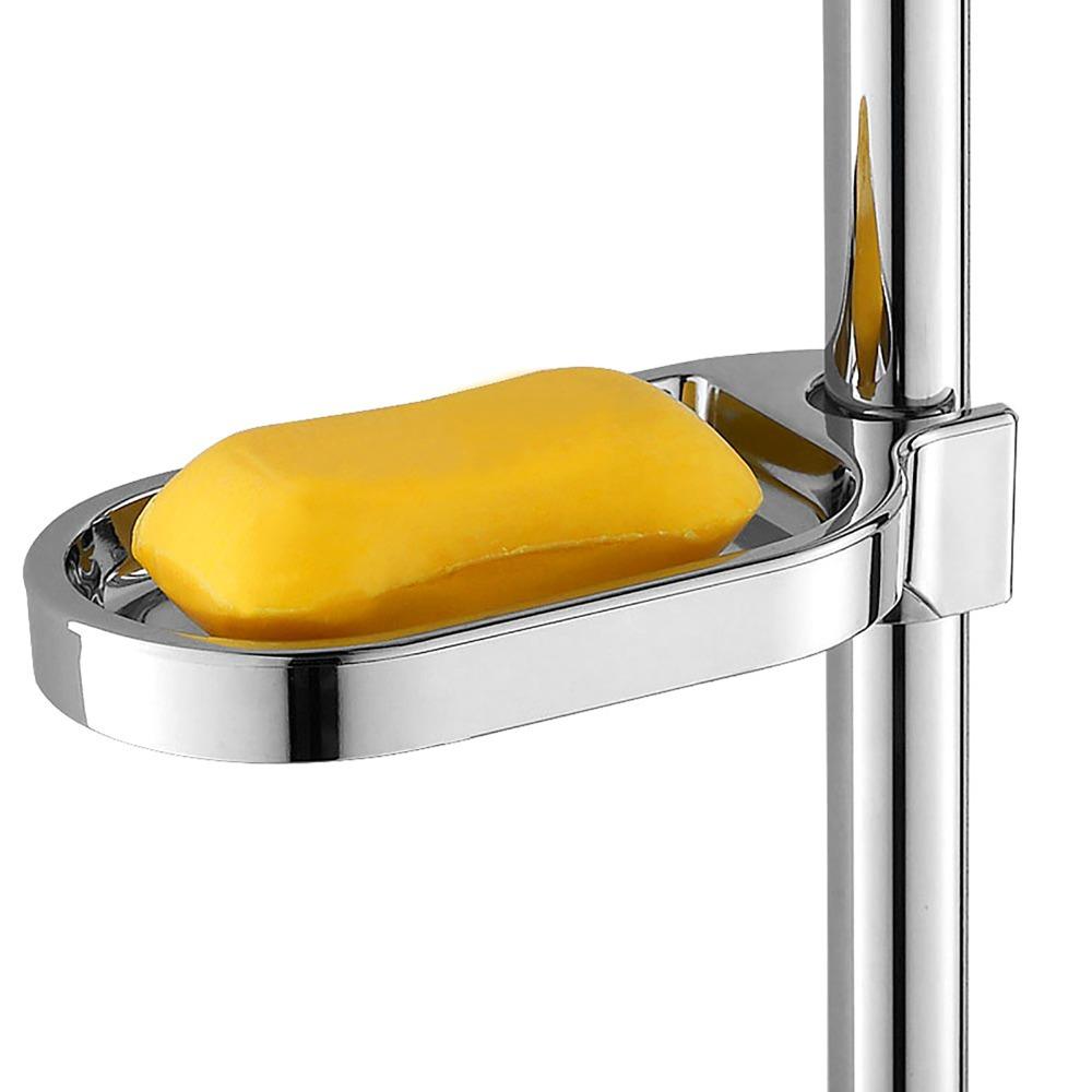 Clip-on Design Soap Holder ABS Soap Tray Shower Rod Soap Dish Bathroom Shower Kitchen Sink