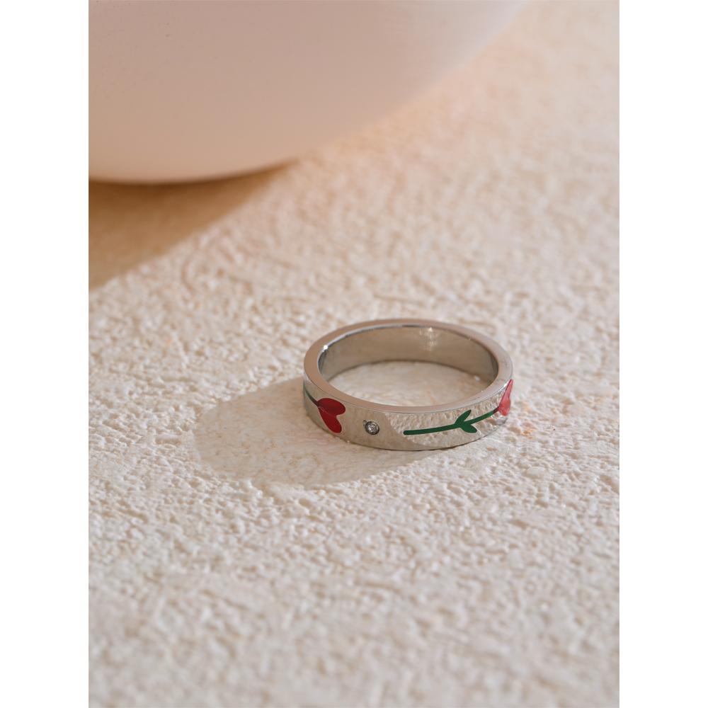 Eetit 6789# Нержавеющая сталь Эмаль Цветок Сохранение Цвета Модное Кольцо Новый Стиль Водонепроницаемый Шарм Изысканные Ювелирные Изделия