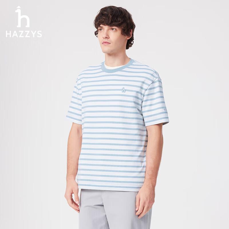 Мужская классическая свободная футболка HAZZYS в полоску с круглым вырезом