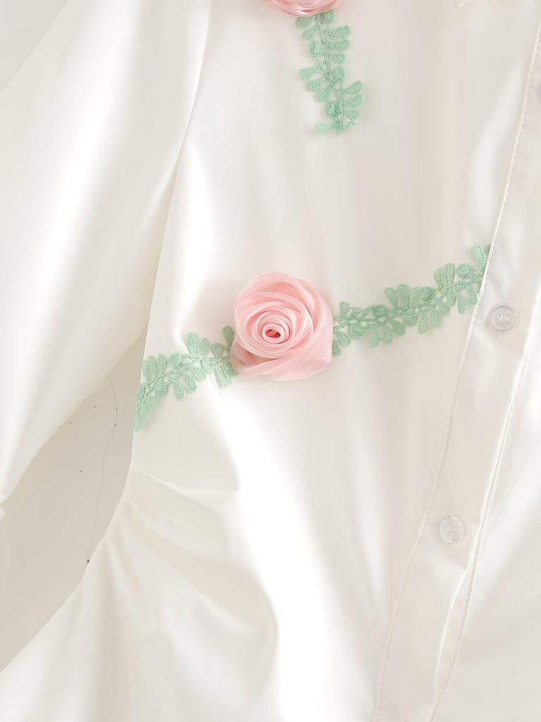 Women's 2024 Winter Fashion Floral Lace Waist-Hugging Shirt