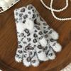 1 пара вязаных перчаток с леопардовым принтом, плюшевые теплые зимние перчатки с украшением в виде банта в технике тай-дай, перчатки для сенсорного экрана