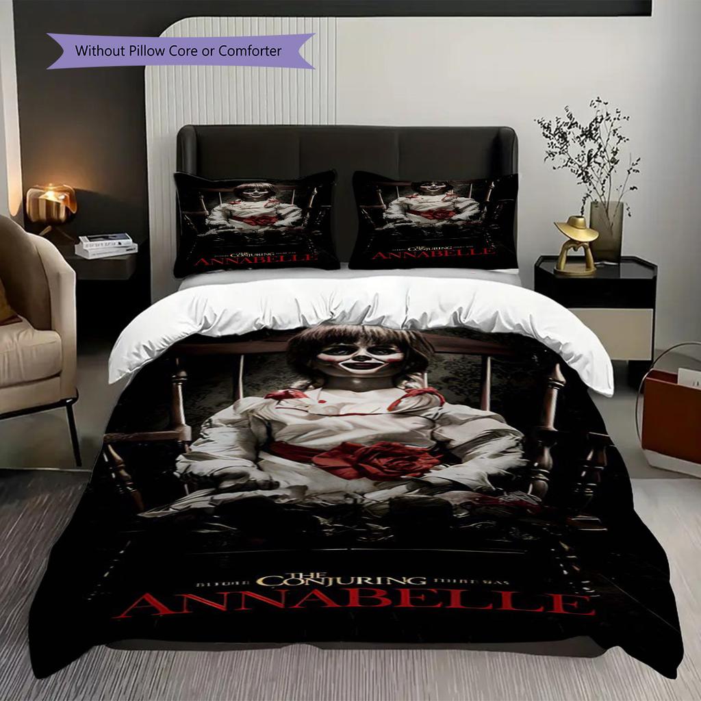 Whispers Annabelles Curse Three-piece set (1 * duvet cover + 2 * pillowcase, without core) 2D Flat Christmas birthday gift Soft and comfortable