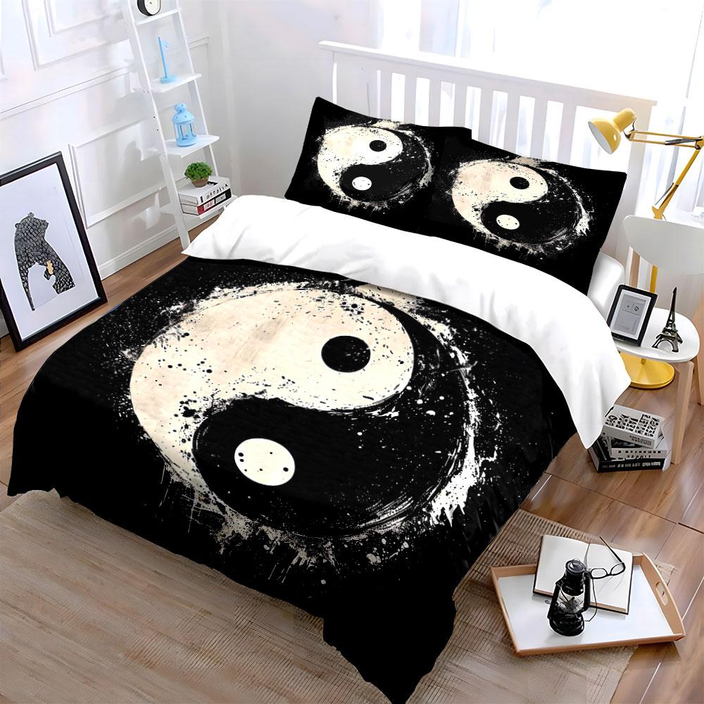 Abstract Yin Yang Art Decor Bedding Set with 1 Duvet Cover 2 Pillowcases Single Double King Queen, Gift
