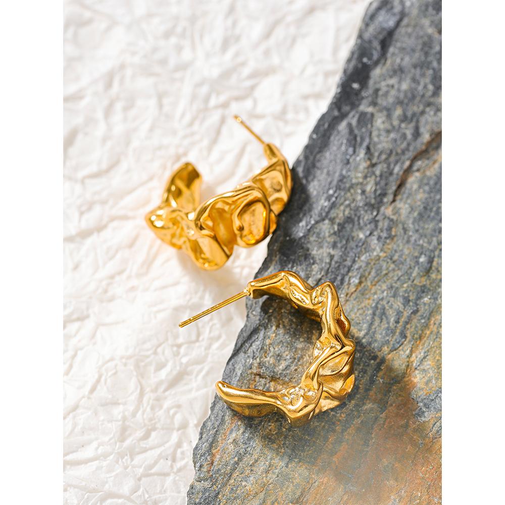 Eetit Креативные массивные металлические серьги золотого цвета из нержавеющей стали с геометрическим рисунком, необычные серьги-кольца для женщин, очаровательные винтажные ювелирные изделия, новинка