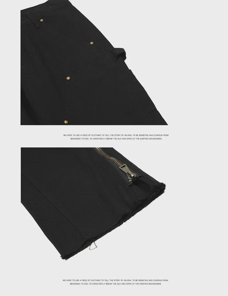 Мужские модные джинсы с необработанным краем и молнией: Узкие, прямые, расклешенные рабочие брюки в американском уличном стиле.