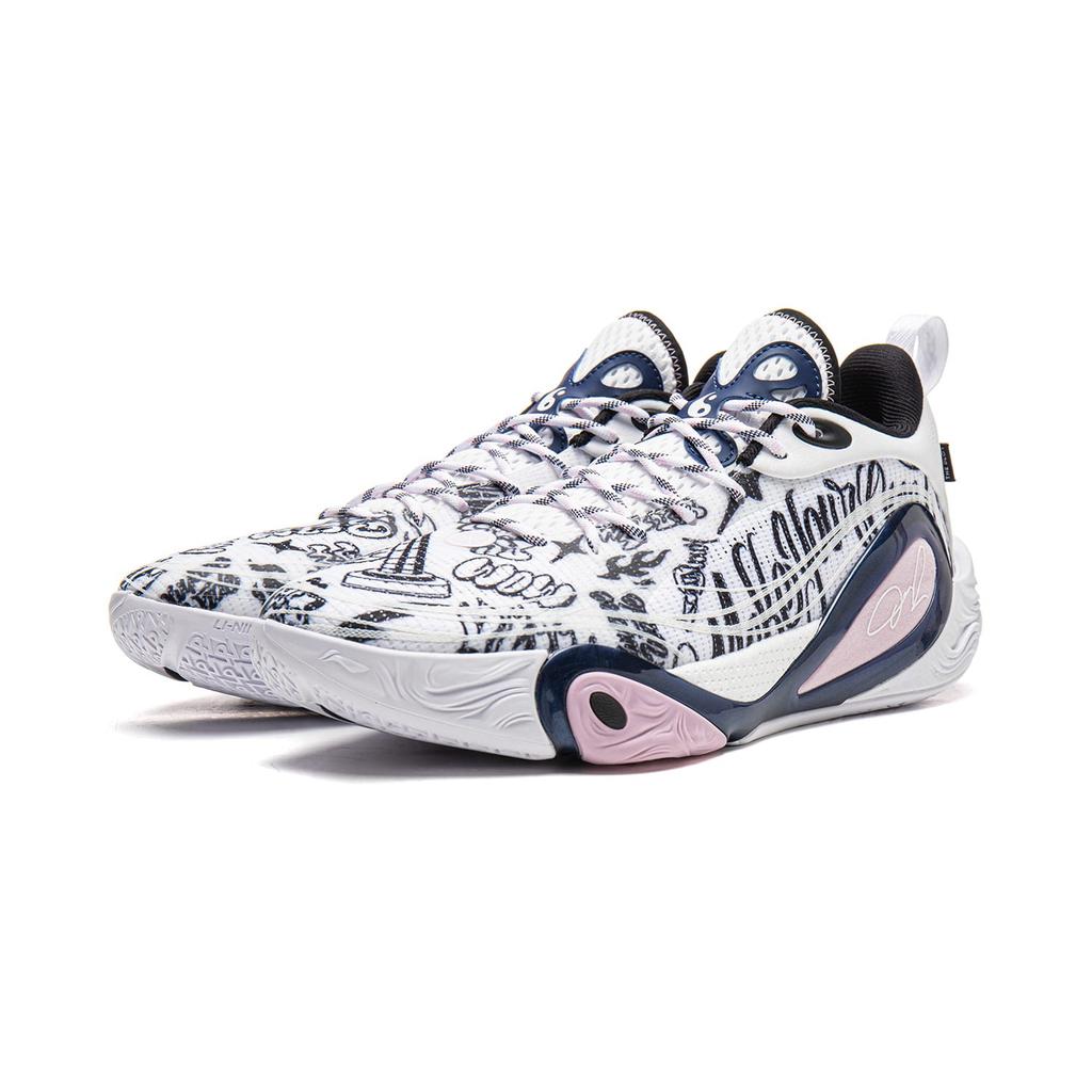 Li Ning DLO1 Амортизирующие Скользкие Устойчивые к Истиранию Упругие Низкие Баскетбольные Кроссовки Мужские Белый Черный ABPV009-18