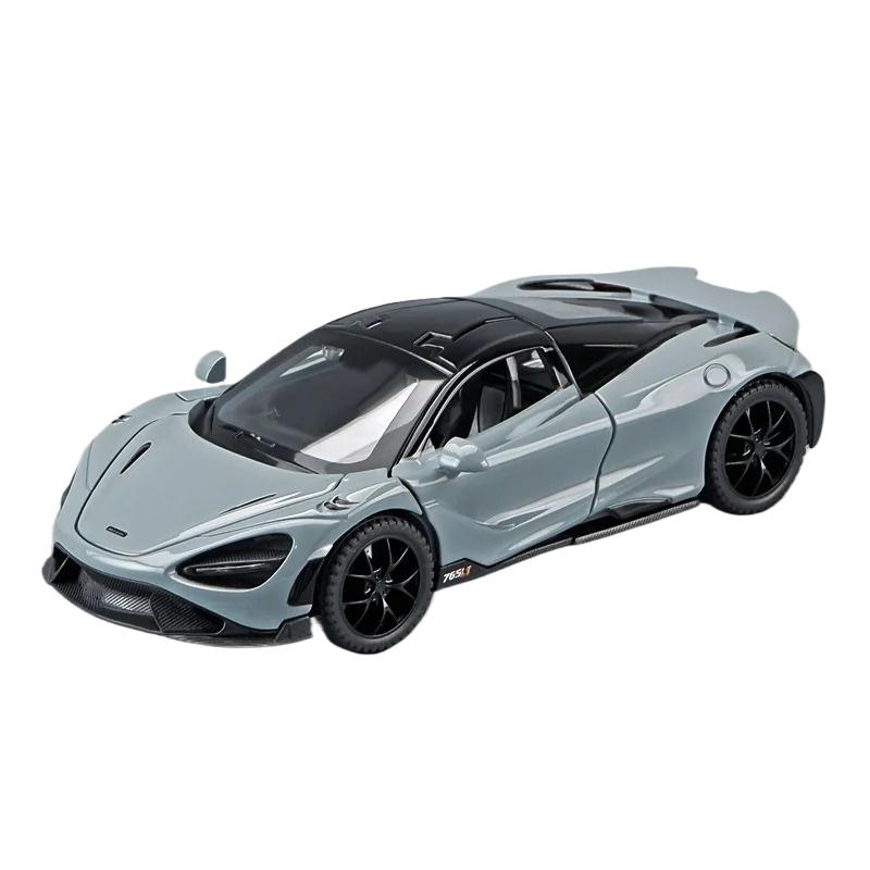 Масштаб 1/32 Mclaren 765LT Серия суперкаров Металлический литой под давлением Модель автомобиля Книжный шкаф для библиотеки Декор Подарки для друга Коллекция Хобби