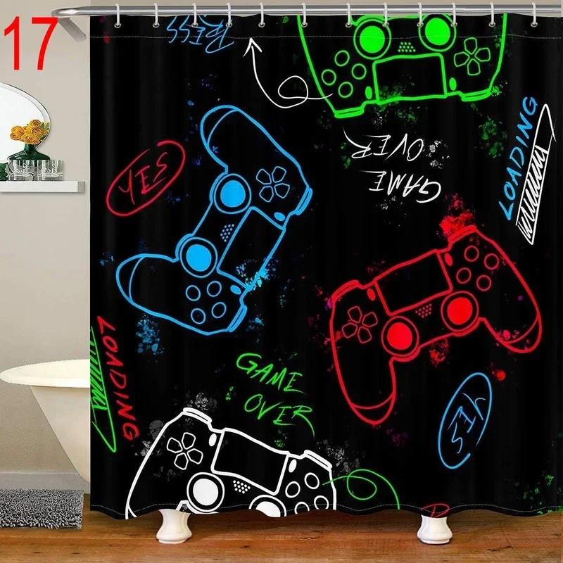 Забавная геймерская занавеска для душа классическое видеоигровое устройство современная ткань полиэстер ткань водонепроницаемый декор для ванной комнаты с 12 крючками