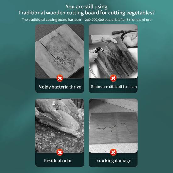 Разделочная доска из нержавеющей стали, двухсторонняя, большая, противоскользящая, разделочная доска для приготовления пищи