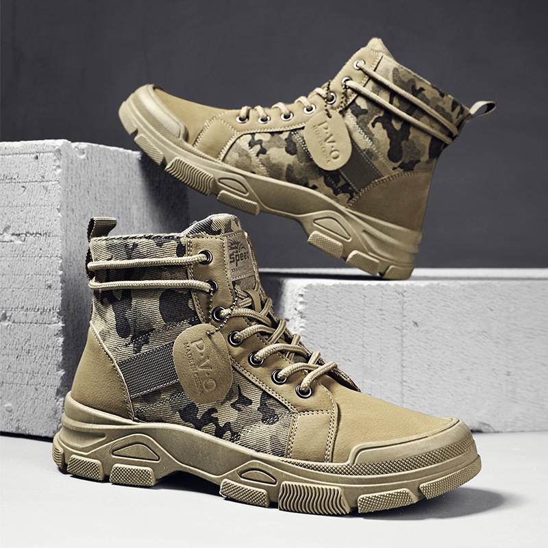 Men's Fashion Work Boots Four Seasons Outdoor Casual Hiking Boots High Top Thick Bottom Work Boots Anti-skid Ankle Boots 2026New